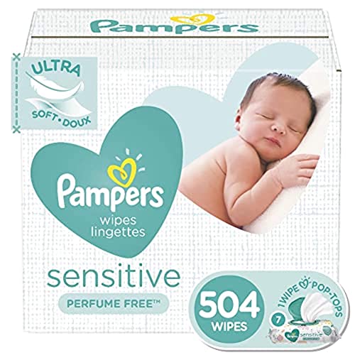 Image of Pampers Sensitive Baby Wipes - 504 Count, Water Based, Hypoallergenic and Unscented (Packaging May Vary)