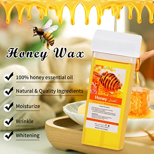 Roll On Wax, Honey Hair Removal Wax Cartridge, Depilatory Wax Roller Refill, 4 Pack - 100% Natural Material, Dermatologically Tested, Easy & Safe to Use, For Body Waxing, Leg and Arms - Image 4