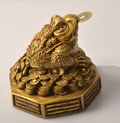 Feng Shui Money Frog. Three Legged Toad on Bed of Ingots, Coins and Bagua - Abundance, Money, Wealth. Attraction. Feng Shui Home, Office, Business and Startup. Perfect For Gifting. Size:approx 3.2Inch