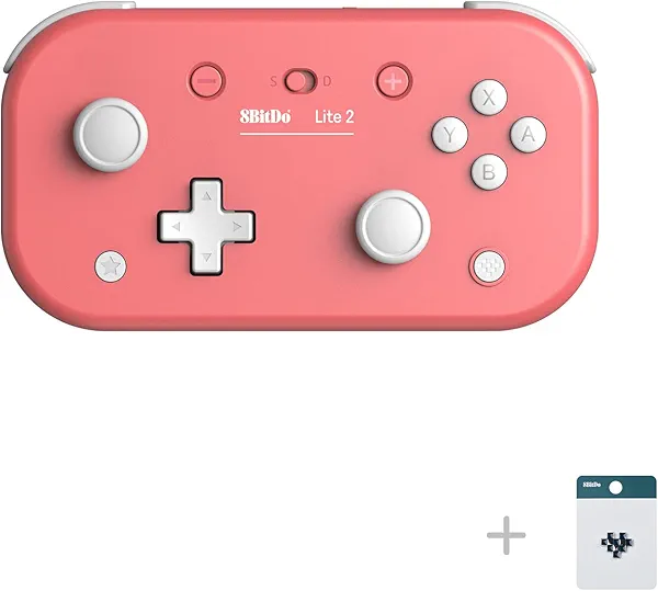 8Bitdo Lite 2 Bluetooth Controller with Motion Controls, Linear Motors Vibration, Joysticks, Triggers and D-pad, Wireless Gamepad for Switch/Switch 2, Android & Raspberry Pi (Pink)
