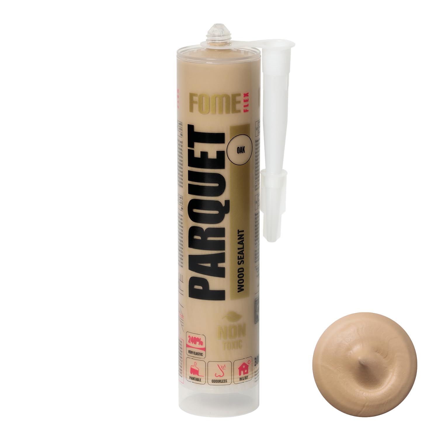 FOME FLEX Parkett-Fugenfüller Eiche für Holzböden, Parkett & Laminat – Elastischer Acryl-Dichtstoff für dauerhafte Fugen & überstreichbar zum Füllen von Rissen, Spalten und Fußböden im Innenbereich