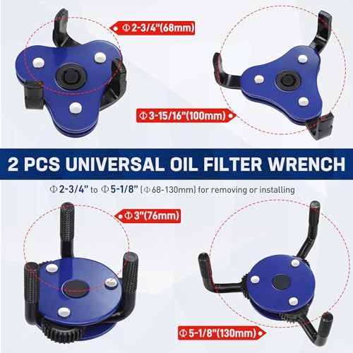 WORKPRO Universal Oil Filter Wrench & Removal Tool, Adjustable Oil Filter Change Set, Ideal for Engine, Conduit, & Fittings