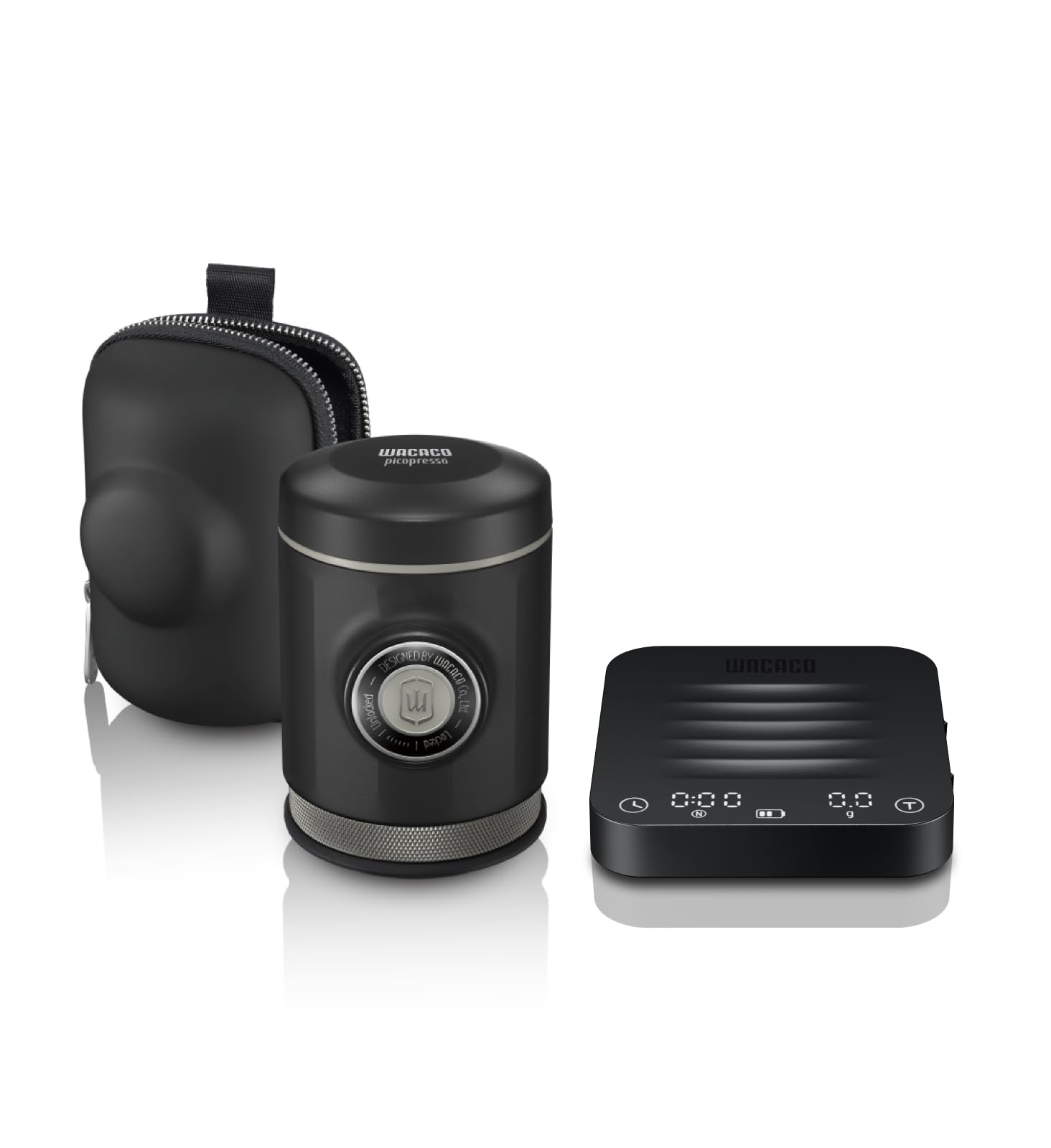 WACACO Pack Picopresso y báscula Exagram Pro: cafetera espresso portátil profesional con báscula de precisión y temporizador
