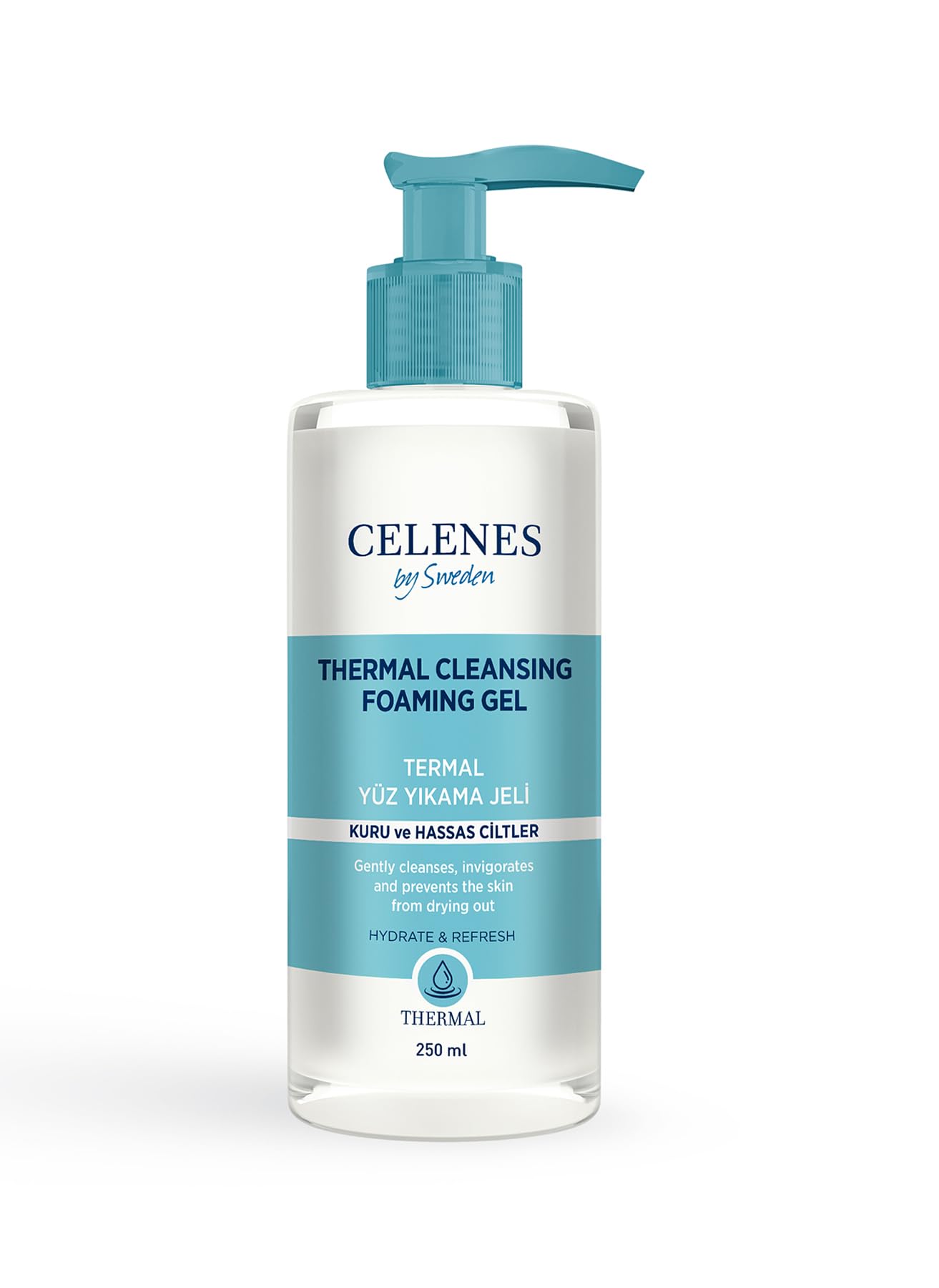 Celenes Nemlendirici Ve Canlandırıcı Thermal Yüz Temizleme Jeli Kuru Ve Hassas Ciltler 250 ml, 7350104248116