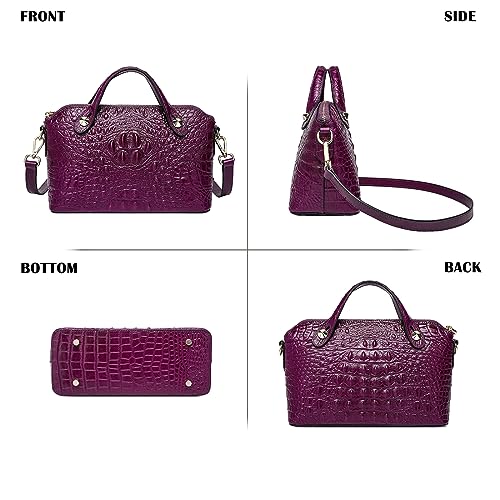 Image of COOLCY Genuine Leather Purses for Women Crocodile Crossbody Small Satchel Bag Designer Shoulder Handbags for Ladies