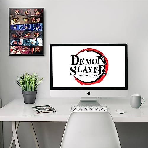Image of MCSID RAZZ - Demon Slayer - Upper Moons - Blood Eyes Design A4 Size Poster (With Frame) - Best Gift For Demon Slayer Fans /Best Artifacts To Your Home & Decor /For Anime Fandom