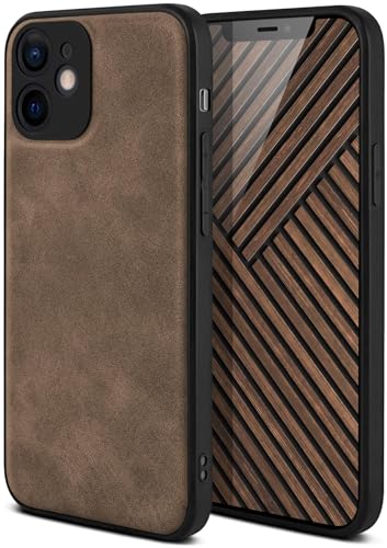 Coque iPhone 12 Mini protection caméra étui cuir taupe