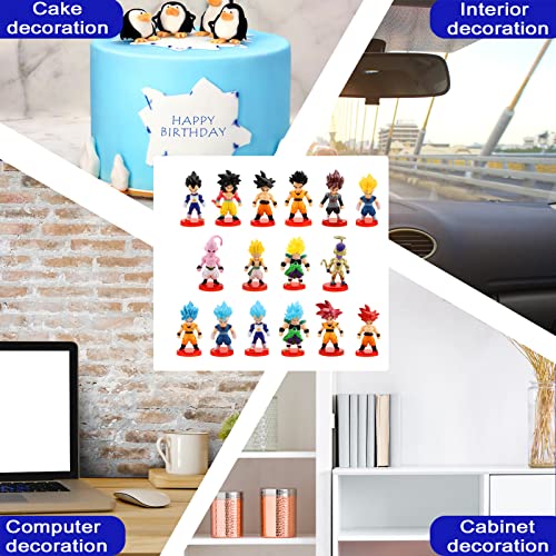 Hongfeng 16 Pack Dragon Ball Z Cake Toppers,3" Goku Figures Cake Toppers Set. #TOP4