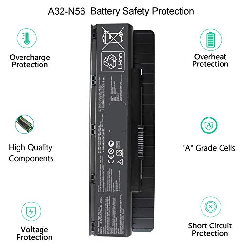 A32-N56 Battery Compatible With Asus N46 N46V N46Vm N46Vz N56 N56D N56V N56J N56Jk N56Jn N56Jr N56Vb N56Vj N56Vm N56Vz N56Dp N76V N76Vj N76Vm N76Vz A31-N56 A32-N46 A33-N56 #TOP6