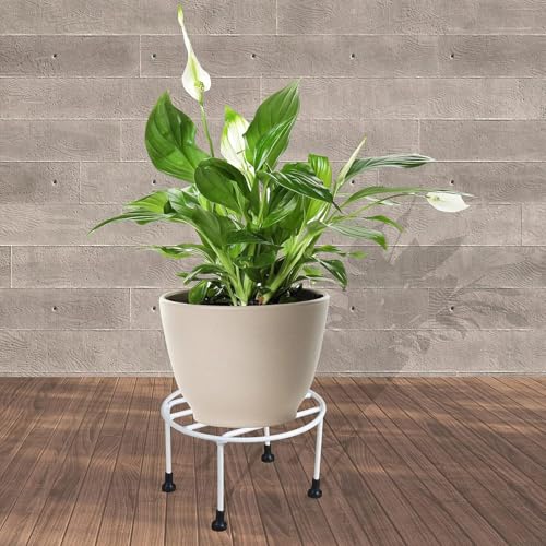 Image of Plant stands for indoor living room white Plant stand pot stands for plants in balcony flower pot stand for living room metal plant stand 4 Pcs Round plant stands for outdoor balcony