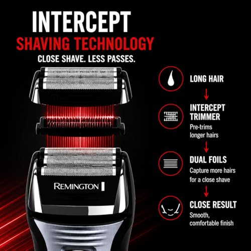 Image of Remington F5 Power Series Foil Shaver, Electric Razor for Men, Cordless Rechargeable with Pop Up Trimmer, Pivot & FlexFoil Technology, Lightweight Handheld Design, Black