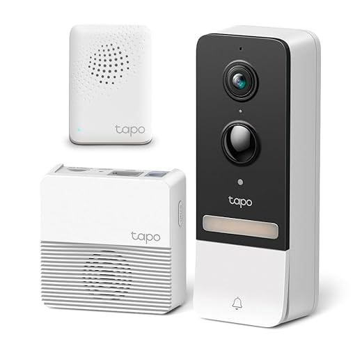 TP-Link Tapo Slimme batterij videodeurbel Tapo D230S1, deurbell camera, 2K resolutie, flexibele geheugenkeuze & TP-Link Tapo H100 Smart Hub met beltoon, voor Tapo-sensoren/schakelaars, 19 beltonen