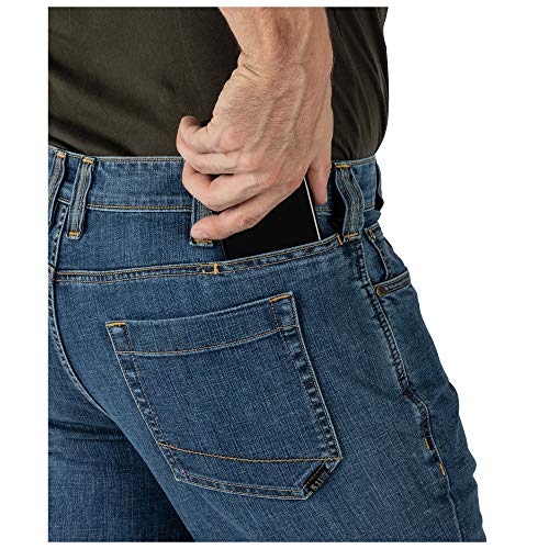 5.11 Tactical Men's Defender-Flex Jeans, Regular Fit Stretch Denim Pants, 7 Pockets CCW/EDC Everyday Low Profile, Style 74477ABR, Dark Wash Indigo, 40W x 30L by 5.11 - Image 8