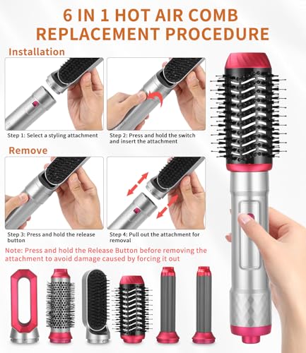 Cepillo Secador de Pelo 6 en 1 para Cabello Dañado que Busca Brillo e Iones 5