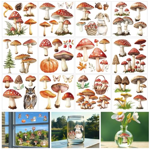 beinkmake 12 Sheets Forest Mushroom Rub on Transfers for Crafts