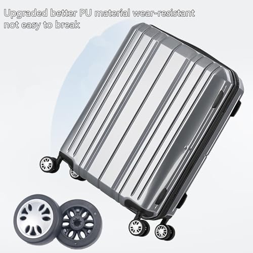 8pcs Luggage Wheels Replacement Kit,Dia 2in/50mm Thick 0.47in/12mm Resistant Rubber Mute Caster Replacement Suitcase Wheels with Repair Tool Suitcase Spinner Wheels for Most Luggage3