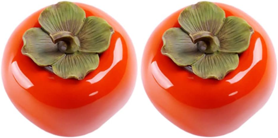 Healifty 2-Pack Persimmon Shaped Tea Canisters Airtight Tea Storage Containers Vintage Style 3.14X3.14X2.75 Inch Multi-Purpose Sealed Tins for Spice Candy Sugar