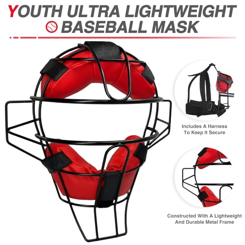 image for Gracfulcub Baseball Catcher Mask Umpire Mask,Full-Face Protection Mask