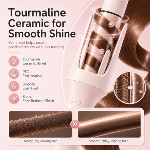 Image of Automatic Curling Iron Rotating - 3-in-1 Self Curling Hair Curler with Straightener +1.1+1.25 Inch Barrels,3 Temp, Negative Ion Ceramic,Anti-Scald,Anti-Tangle & Fast Heating, Lightweight for Travel