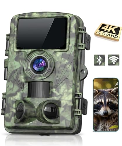 Trail Camera - 4K 48MP WiFi Game Camera with Night Vision, 0.05s Trigger Motion Activated, IP66 Waterproof, Bluetooth Cell Phone 130 Wide-Angle with No Glow Infrared LEDs for Outdoor Wildlife