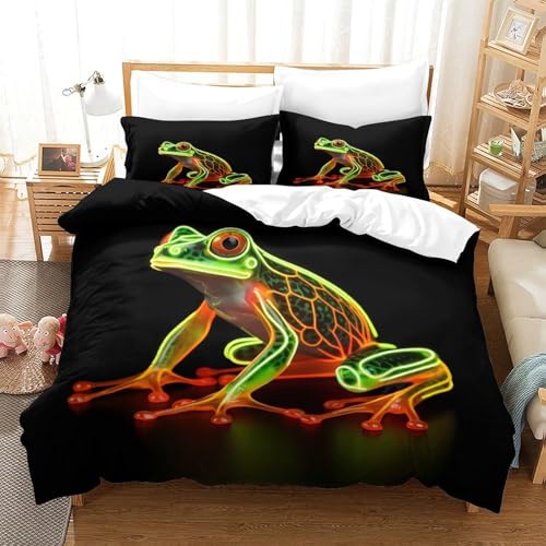 Parure de lit chien néon 3D housse de couette microfbre 200x200