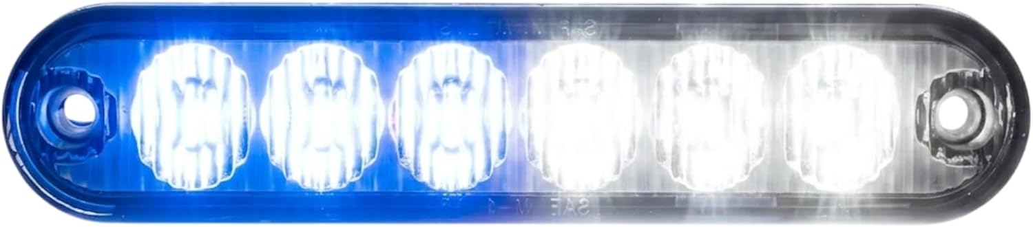 Strobes N More E6 Slim 6-LED Ultra-Thin Strobe Warning Light - 21 Flash Patterns, Synchronizable, Waterproof Primary Warning Lighthead - Amber