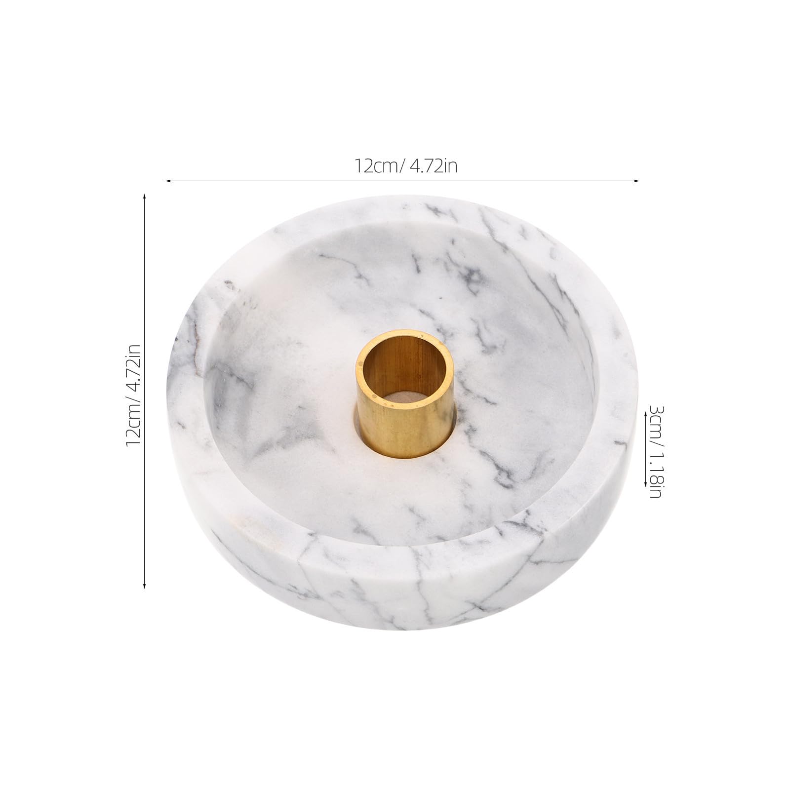 Porta Incienso de Mármol y Latón, Cuenco Blanco Decorativo
