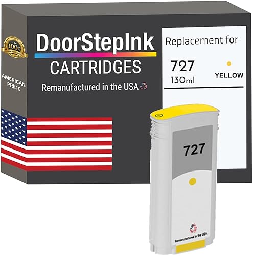 DoorStepInk Cartucho de tinta remanufacturado en Estados Unidos para HP 727 4.4 fl oz amarillo B3P21A para impresoras Deskjet T1500 T2500 T930 T920