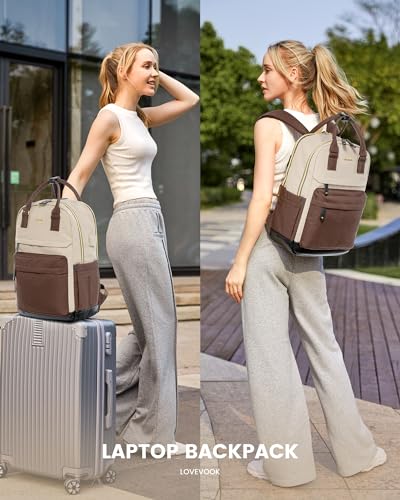 Image of LOVEVOOK Laptop Backpack for Women Girls, 15.6 Inch Waterproof Computer Backpack Student School Cute Bookbag Computer Bag