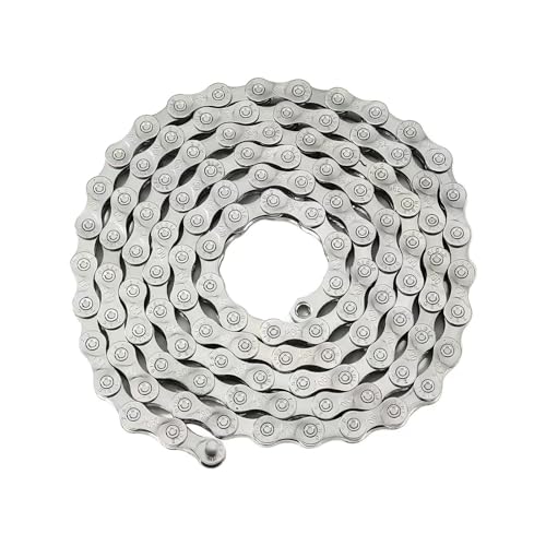 SHAWZK 6/7/8 Speed Bike Chain,Suitable for Road Bicycles,Mountain Bike Accessories,Full Silver Plating,116 Links,Compatible with Shimano/SRAM Mountain, Road Bike