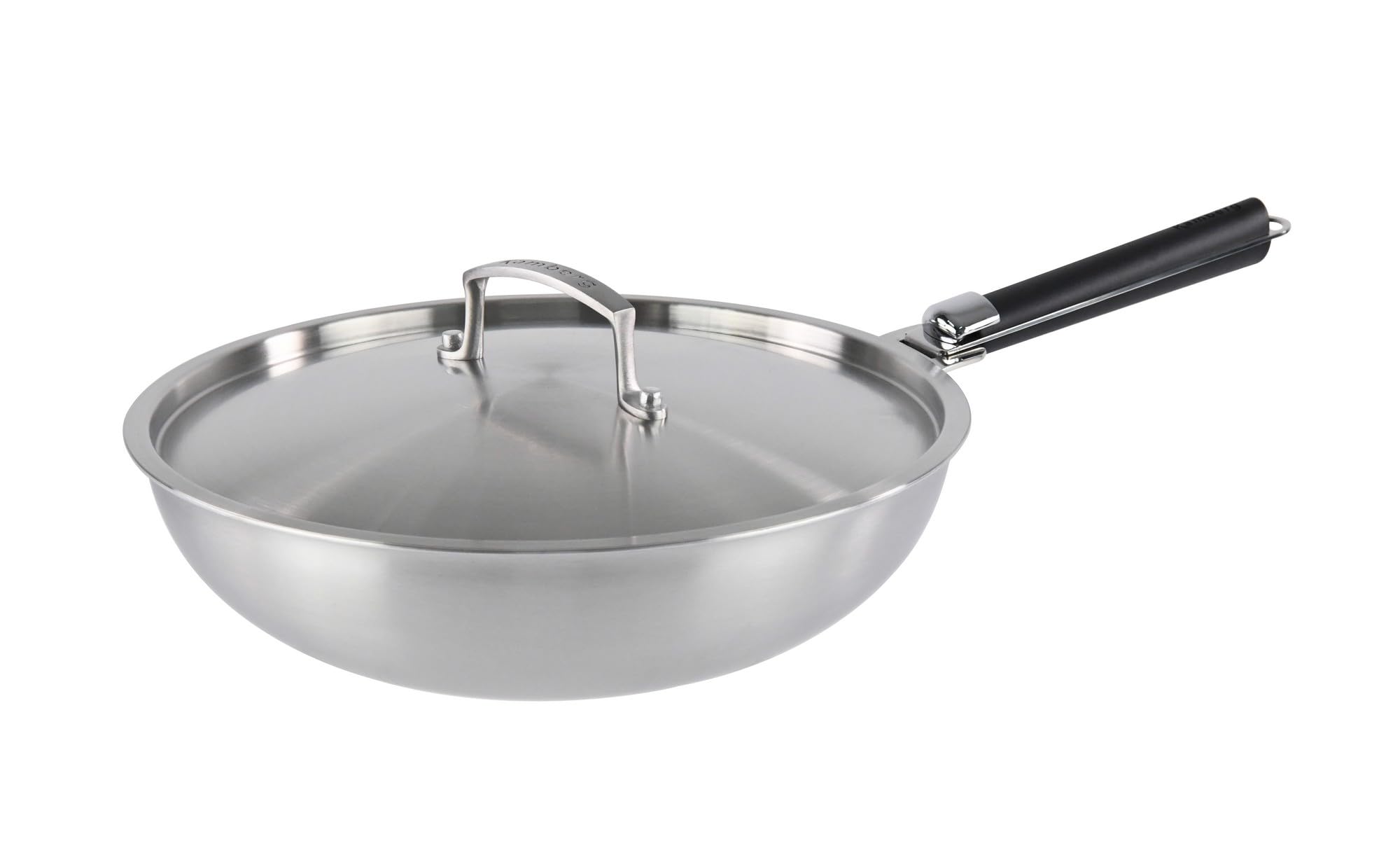 KAMBERG Wok inox 24 cm, manche amovible, acier 18/10 Triply, tous feux dont induction