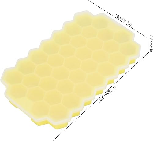 Miniatura 3 de Oumefar 2 cubos de hielo antiadherentes de silicona, 37 rejillas de colmena, bandejas de hielo hexagonales, mini bandeja para cubitos de hielo,