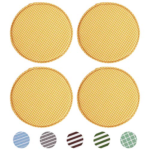 Round Stool Chair Cushions for Kitchen Dining Seat Pads with Ties 4 Pack Non Slip Cushions Pad for High Stool Chairs Bistro Bar Seat 13 Inch, Yellow Grim