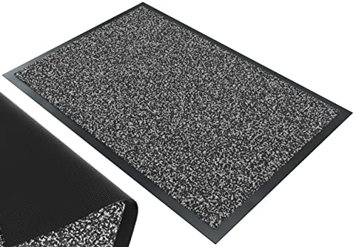 vounot Tapis de Porte Paillasson d'Entree Interieur et Extérieur Tapis Antidérapant et Anti-Poussière Tapis d’entrée Imperméable Lavable 90x150cm Anthracite