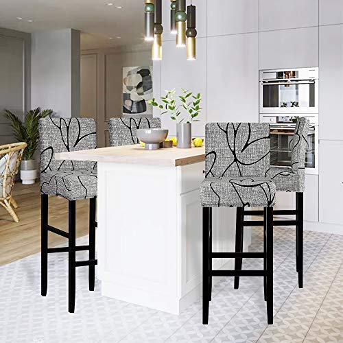 Image of Lellen Bar Stool Covers Set of 4 - Pattern Barstool Seat Covers,Stretch Bar Chair Covers,Removable Bar Stool Chair Covers,Chair Slipcovers,Stool Covers for Kitchen Dining Room Counter Island