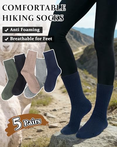 Image of Loritta Wool Socks for Women, Winter Warm Hiking Boot Socks Gifts