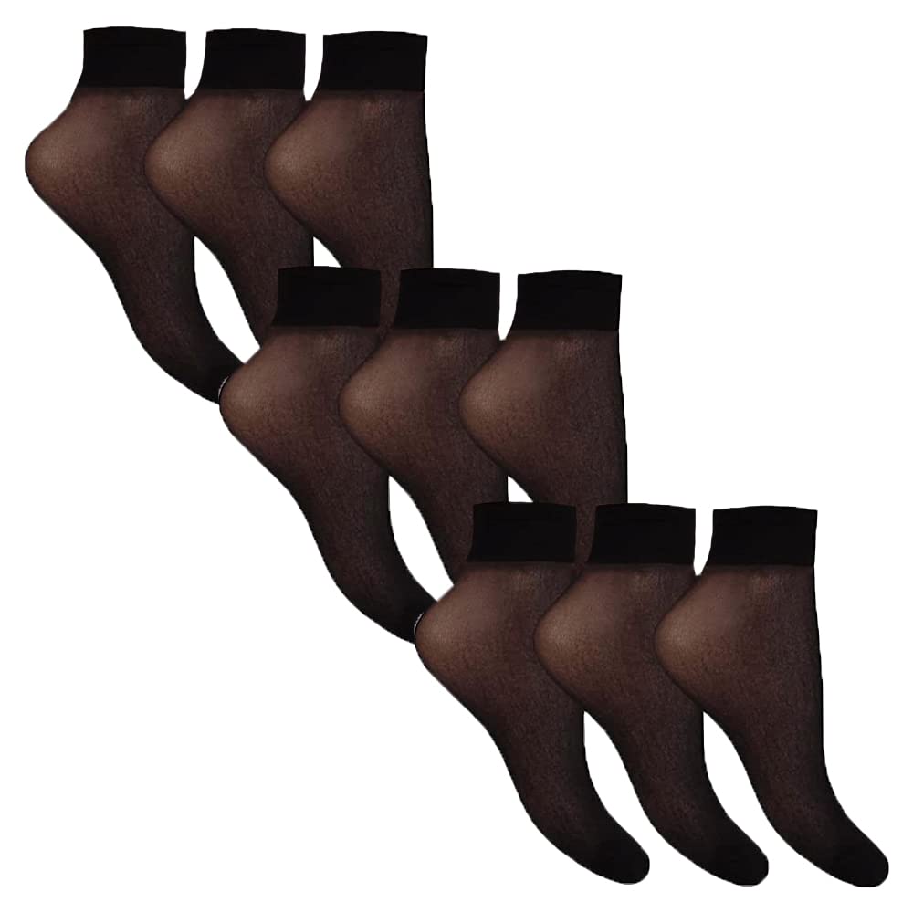 Undercover Ladies 15 Denier Sheer Anklets Barely Black 9 Pairs (3 Packs)