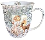 Ambiente Porzellan Becher Tasse Bone China Mug Christmas Winter Angel Fuer Tee Oder Kaffee ca. 0,4L Herbst Winter Weihnachten Ideal Als Geschenk