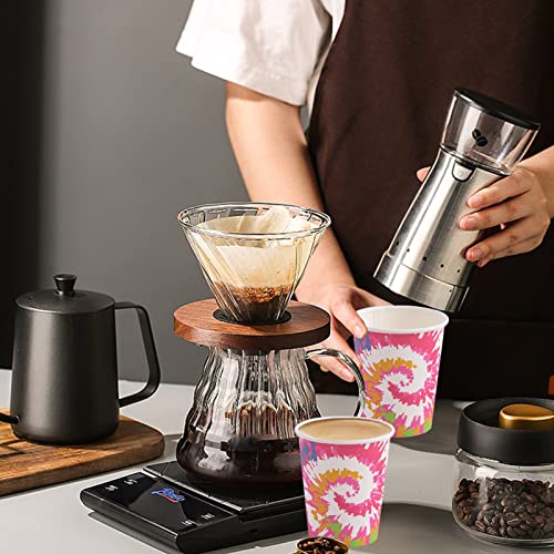 Clawsoff 240 Pack 12 Oz Disposable Coffee Cups, Hot Cold Paper Cups 12 Oz, Tie-Dye Beverage Paper Drinking Cups For Home (Pink)-Use, Office, Restaurant And Events #TOP6