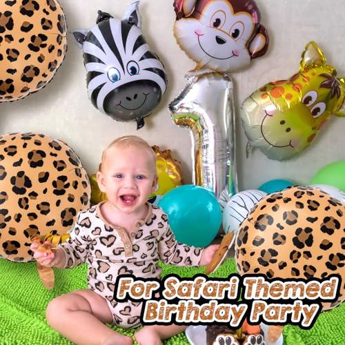 Image of BBTO 12 Pcs 18 Inch Cheetah Leopard Balloons Foil Balloons,Golden Brown