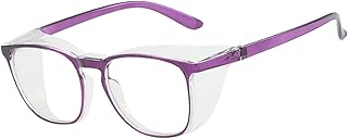 Weahoen パープル安全メガネ 女性用 看護師 曇り止め スタイリッシュ ファッション 快適 安全ゴーグル サイドシールド 目保護 大人用