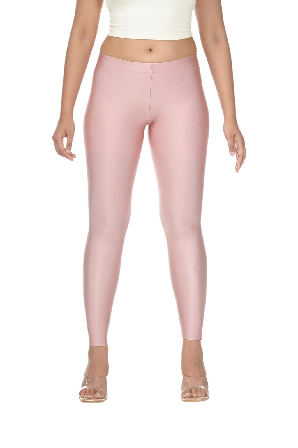 Women Nylon Blend Solid Shimmer Legging-image-2