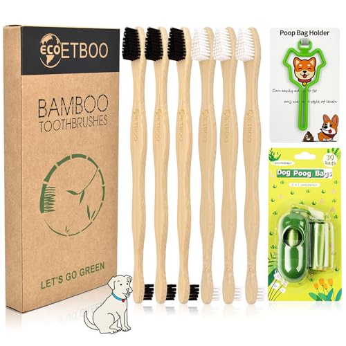 Dog-ToothbrushPets-Bamboo-Tooth-Brush-Double-Sided-Small-Large-Head-Toothbrushes-for-Dogs-CatsBiodegradable-Eco-Friendly-Teeth-Cleaning-Tool-6-Pack-with-Bag-Holder
