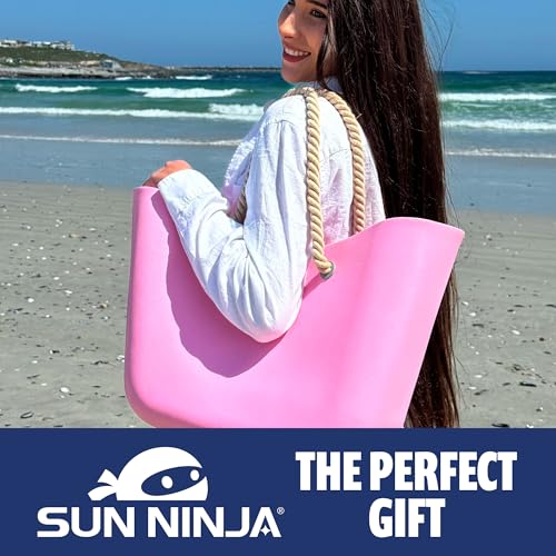 SUN NINJA Rubber Beach Bag Bundle with Sand-Free Beach Blanket and 40oz Insulated Tumbler, Waterproof, Sandproof, Easy to Clean, Spacious XL Bag for Beach Day Essentials4