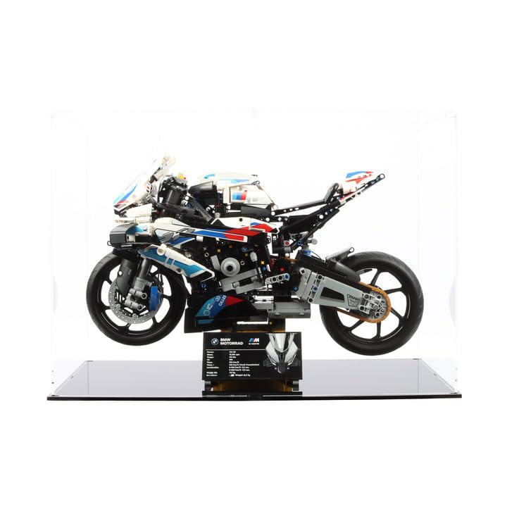 Display Case compatible with Lego 42130 BMW 1000 RR, (Clear Back Panel)