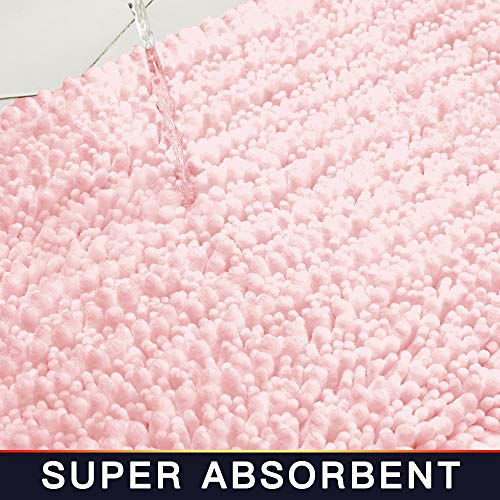Walensee Bathroom Rug Non Slip Bath Mat (24X17 Inch Blush) Water Absorbent Super Soft Shaggy Chenille Machine Washable Dry Extra Thick Perfect Absorbant Best Small Plush Carpet For Shower Floor #TOP3