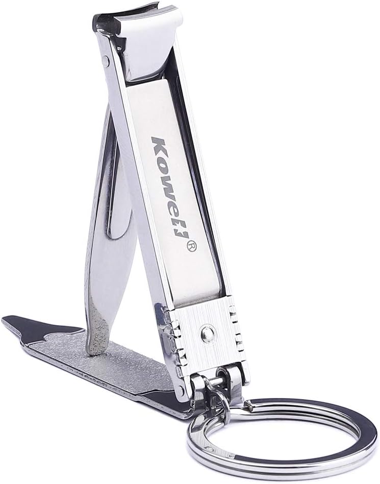 Multi Nail Clippers with Nail Files, Nail Cleaner (Screw Driver) and Key Ring, Stainless Steel, Slim Nail Clippers for Men, Women, Home, Travel Gift