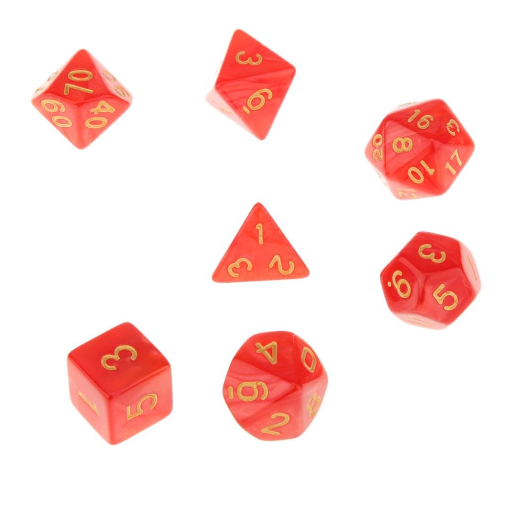 ZOOMELLA 7X Polyhedral Dice 16mm for Dungeons and Dragons DND MTG Table Games Red 4