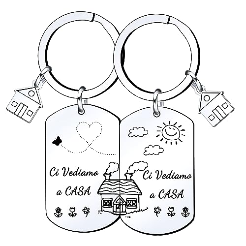 Lumengqi 2 Confezioni per Portachiavi Casa Unisex Portachiavi Ci vediamo a Casa per Coppia in Acciaio Inox Ciondolo Casas Casetta Carina Chiavi regalo di inaugurazione per moglie marito