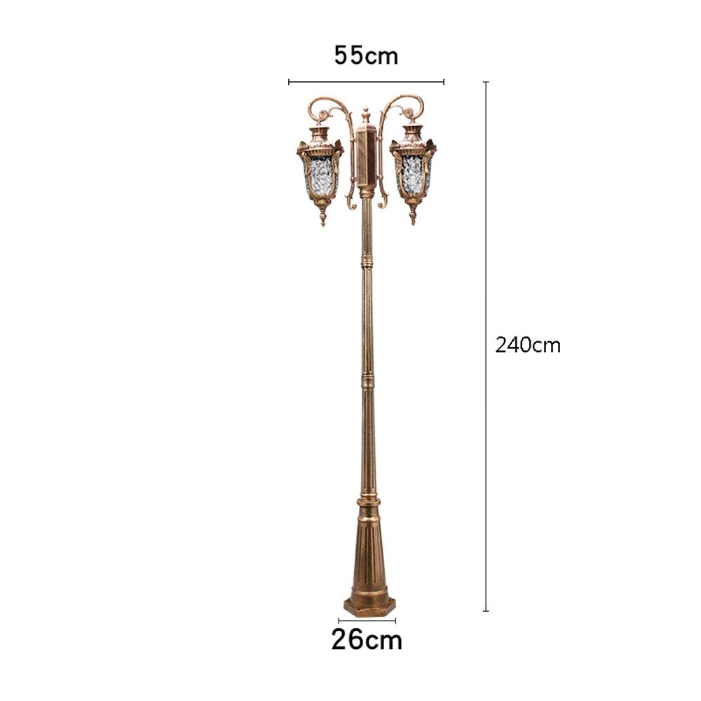 Farola de Poste Alto para Calle, E27, 2 Luces, Exterior, Estilo Vintage, para Camino, de Cristal, IP54, Resistente al Agua, de Aluminio Fundido a presión, para jardín o p,Height 2.4m